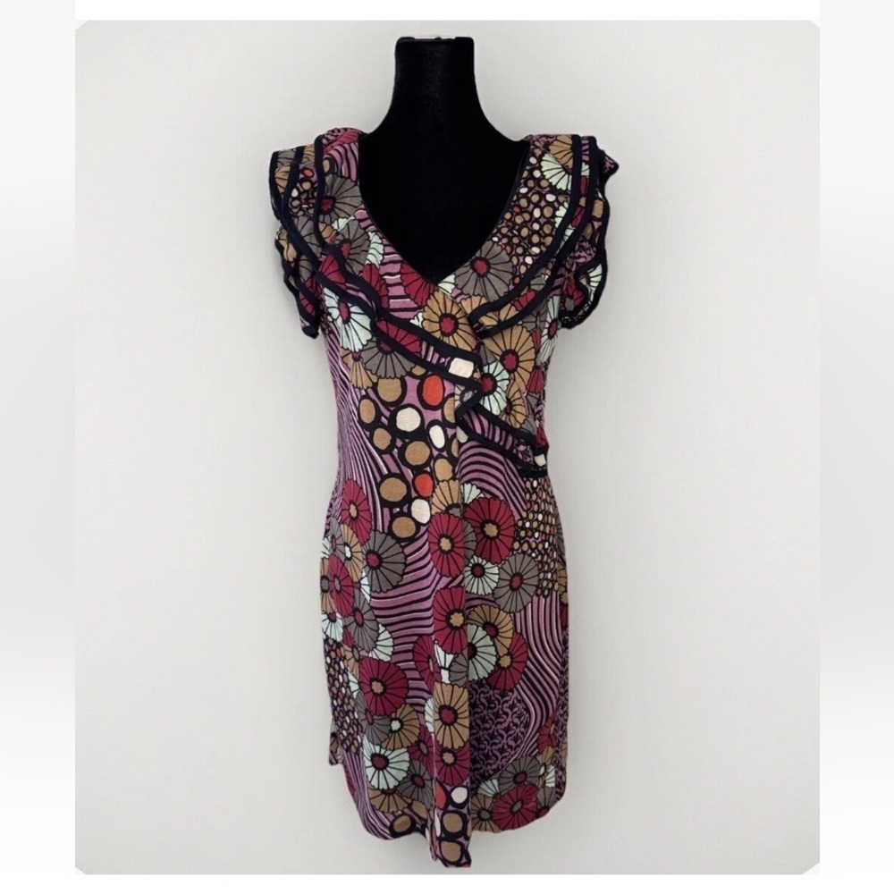 Anthropologie Eva Franco Dress Sz 6 Womens Y2K Ruffles Party Church Made In USA